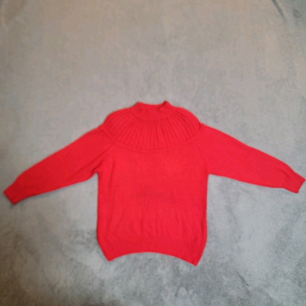 David Benjamin Red Vintage Mock Neck Sweater Silk Angora Blend Size Small